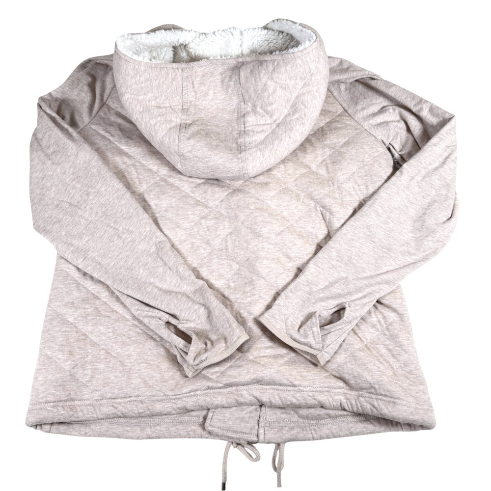 UGG Women's Quilted Asymmetrical Kay Zip Hoodie Jacket Sherpa Tan Size Large - Picture 3 of 12